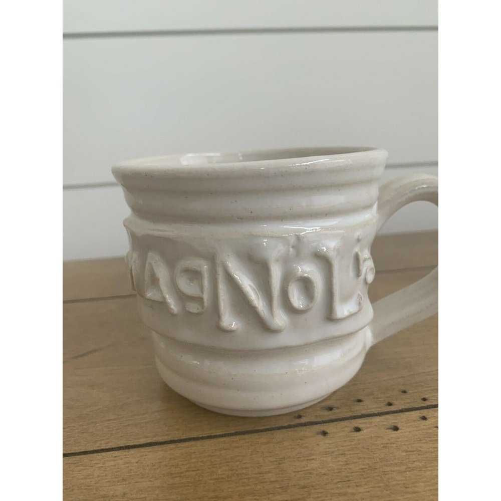 Magnolia Pottery Art 3D Ivory Coffee Mug Waco Texa